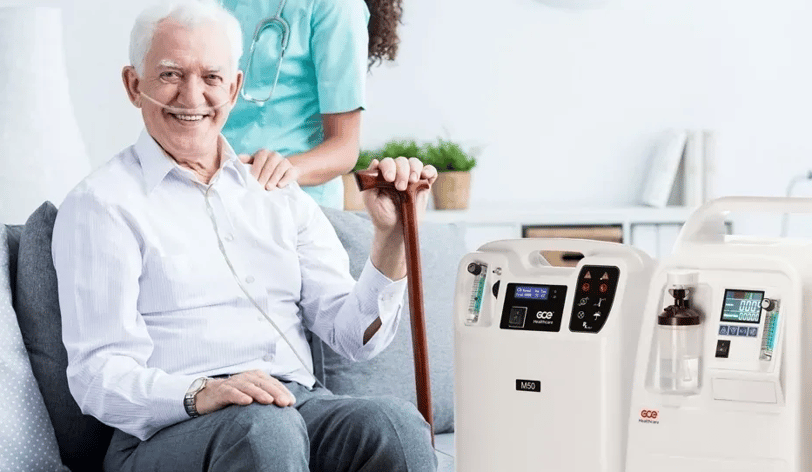 a man using oxygen concentrator