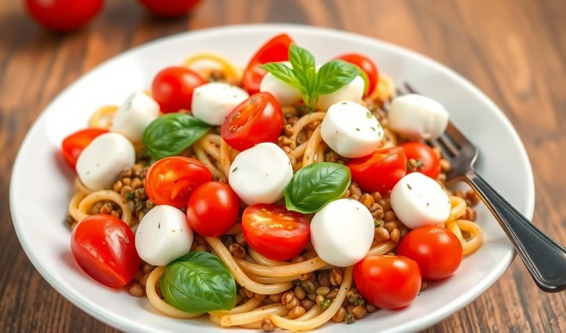 Caprese Lentil Pasta Salad