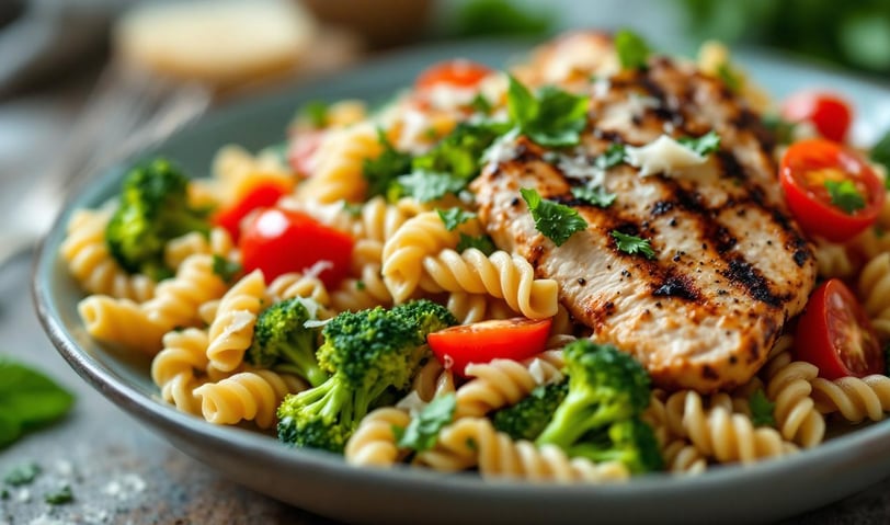 Grilled Chicken & Broccoli Whole Wheat Pasta Salad