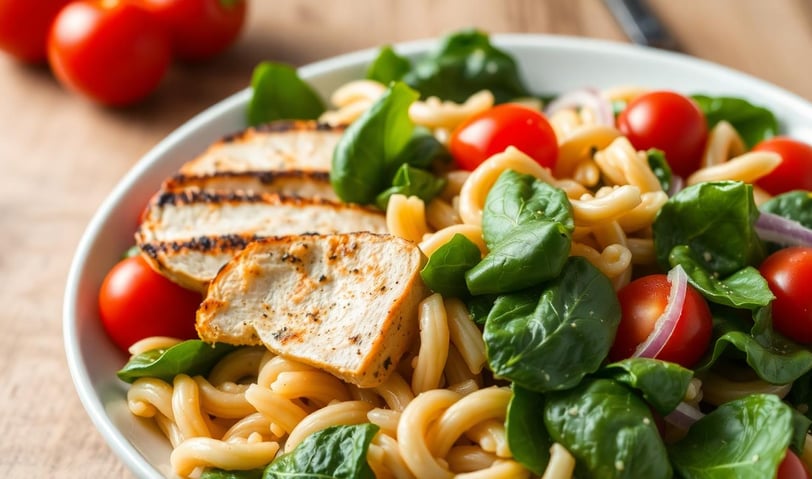 Grilled Chicken and Spinach Pasta Salad
