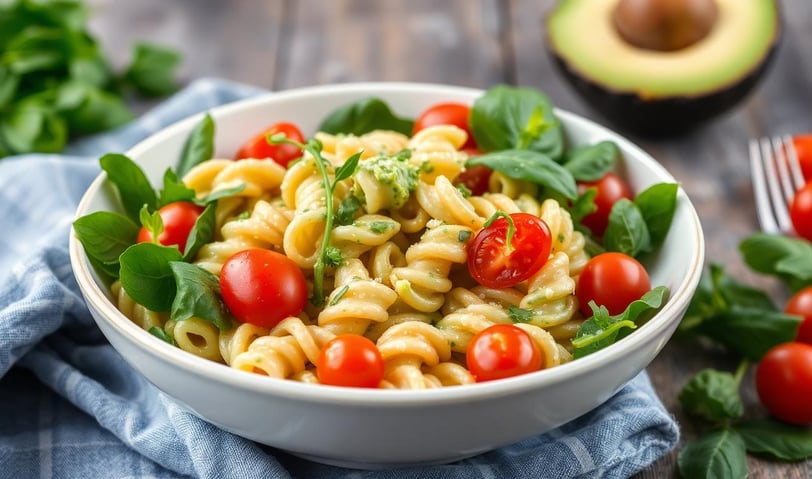 Vegan Avocado Pesto Pasta Salad