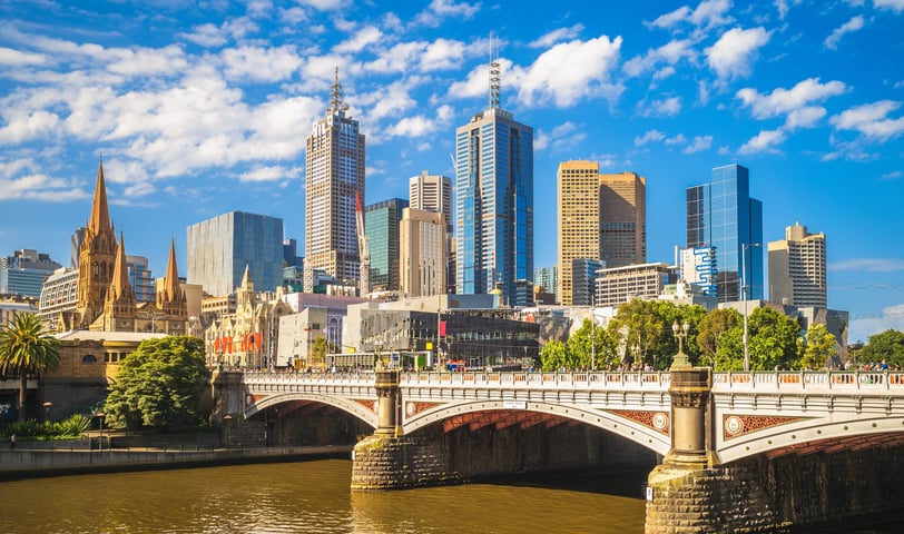 Melbourne city skyline in Victoria, Australia
