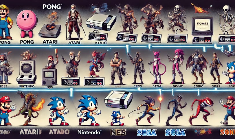 a bunch of video game characters in a line of video game characters