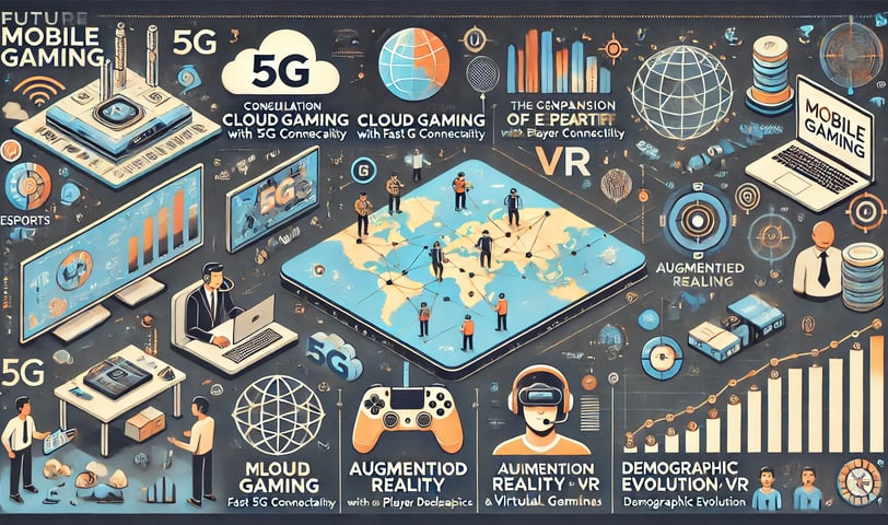 as tendências futuras no mobile gaming, como cloud gaming, eSports, RA/RV e evolução demográfica.