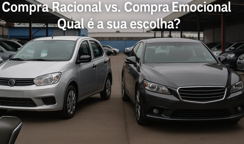 Carros lado a lado em pátio de revenda: à esquerda, hatch prateado popular e econômico; à direita, s