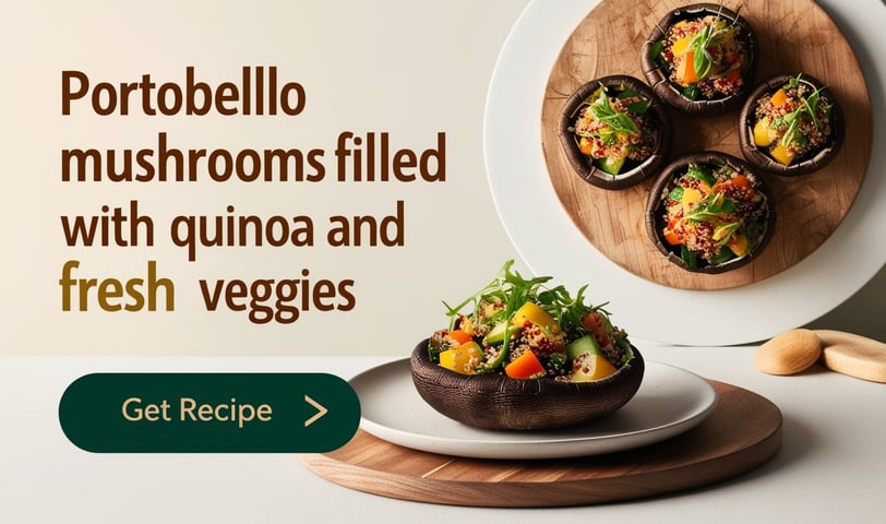Mushroom filled with quiona and fresh veggies