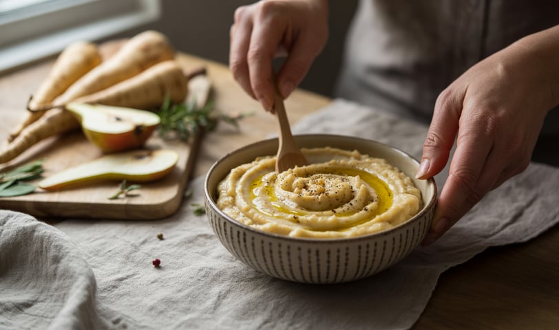 a person is holding a wooden spoon in a bowl