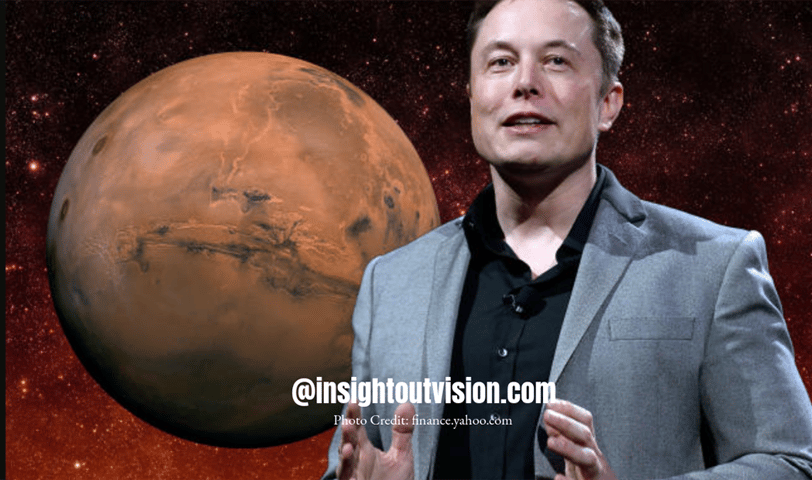 a man in a suit and tie is standing in front of a planet
