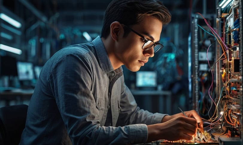 engineer working on electronics