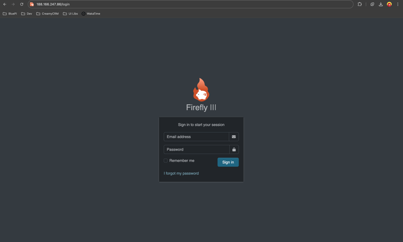 fire fly iii login interface