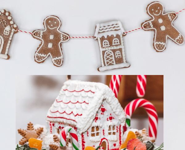 gingerbread home with creem and suger