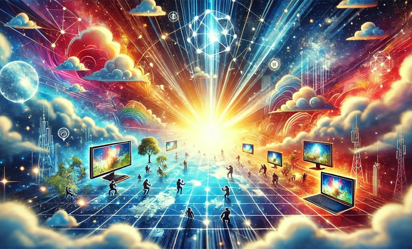 futuro do streaming de jogos com nuvens interconectadas, jogadores diversos e múltiplos dispositivos