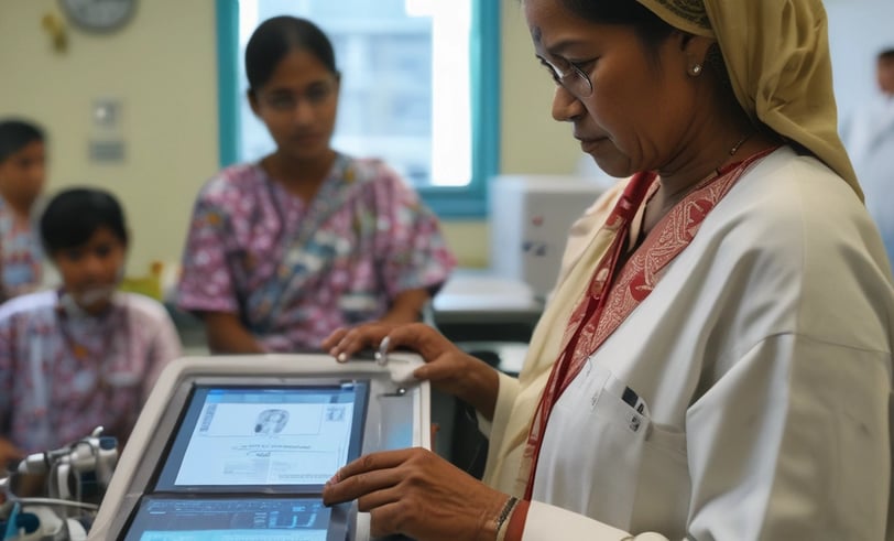 a doctor using technology in healthcare