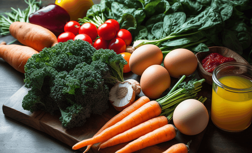 Food rich in Vitamin A like Carrots, sweet potatoes, spinach, kale, bell peppers
