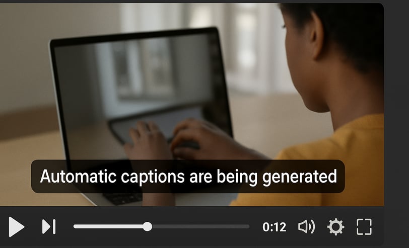 A screenshot showing a video with automatic captions being generated or edited