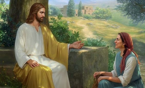 Jesus talking to the Samaritan woman