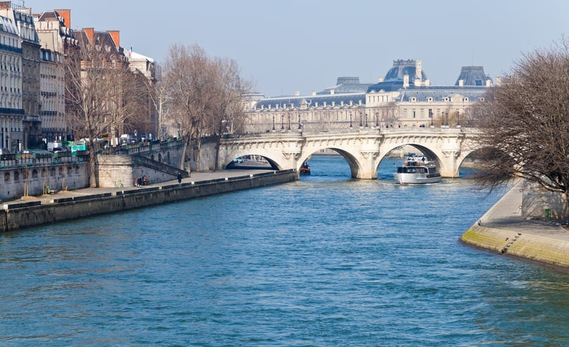 Panorama of Seine River with Pont Neuf.