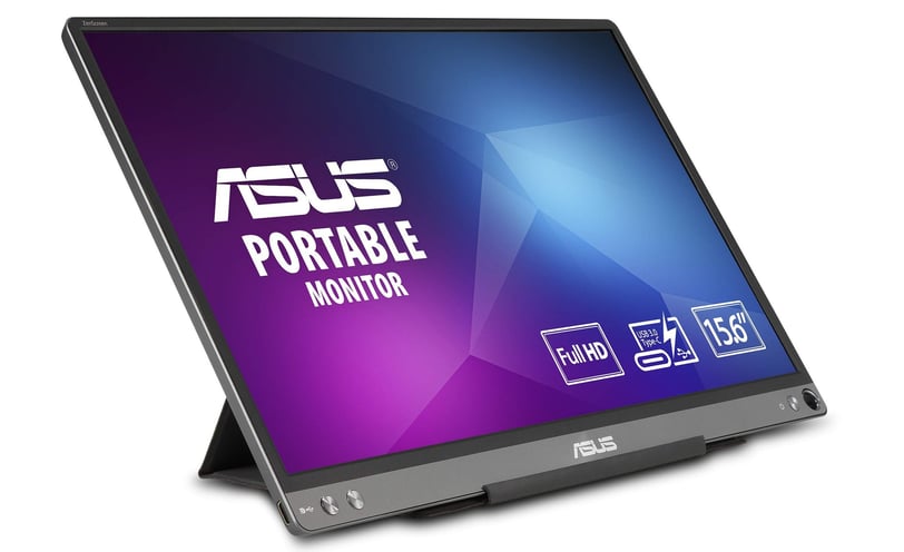 a laptop computer monitor with a asus portable monitor