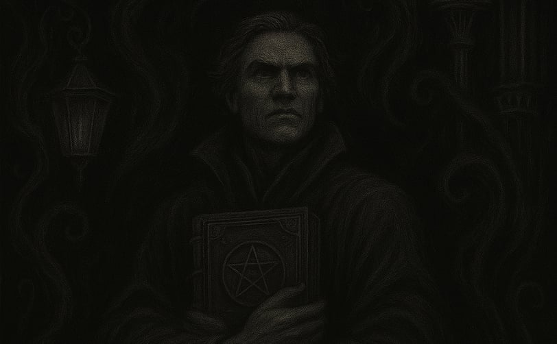 Un brujo sosteniendo su grimorio.