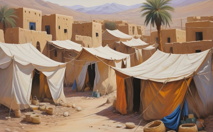 خيام وبيوت من طين