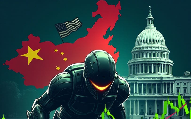 a man in a suit and helmet with a green background