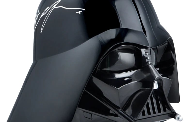 a star wars dart dart helmeted dart helmet with a signed signed signed by the