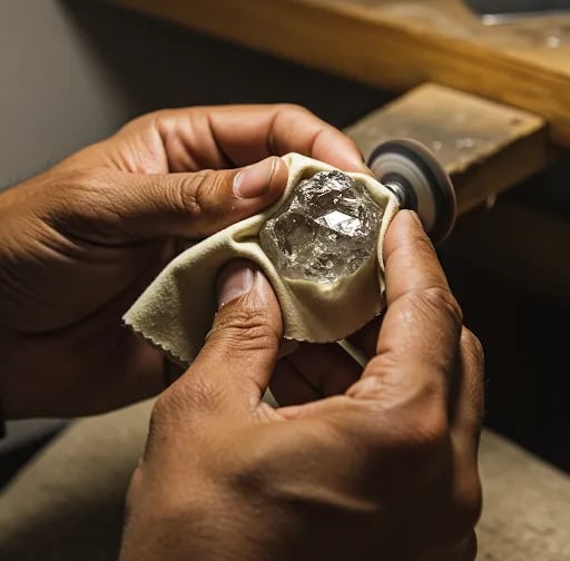 A man holding and shaping a diamond, symbolizing the improvement of blog writing skills