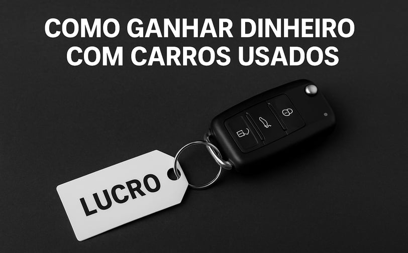 Chave de carro com etiqueta "Lucro" sobre fundo escuro, representando como ganhar dinheiro com carro