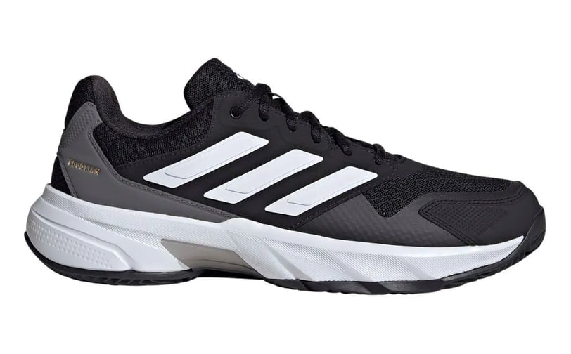 Adidas Courtjam Control M Clay Black padel shoe with breathable mesh and Adiwear sole