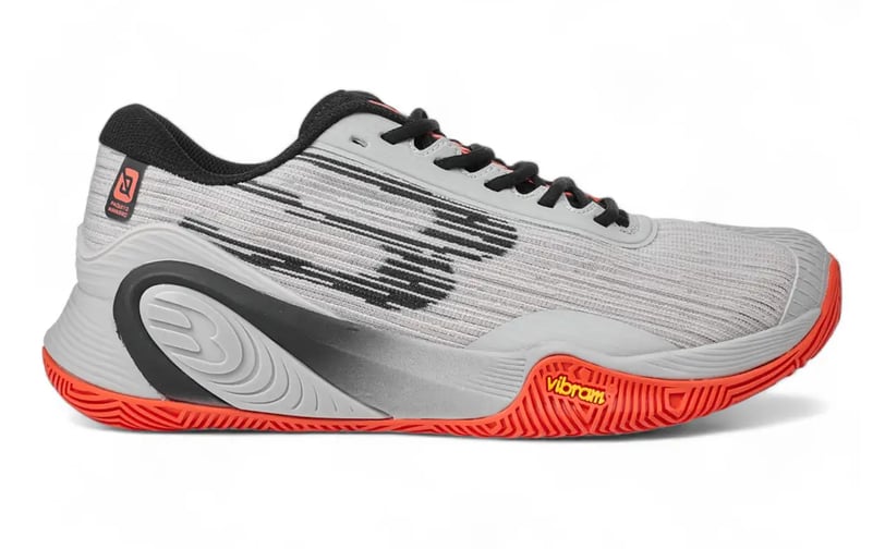 Bullpadel Hack Vibram 25V Light Grey padel shoe with hybrid Vibram sole and Breathmesh design