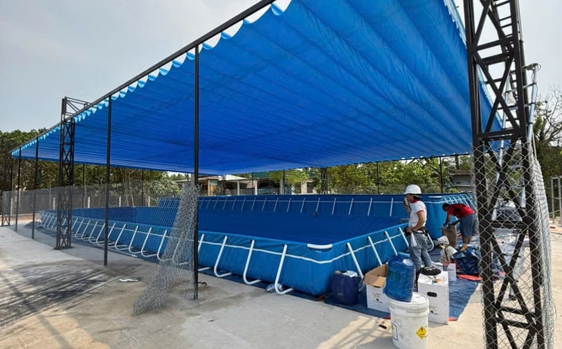 mái xếp bể bơi