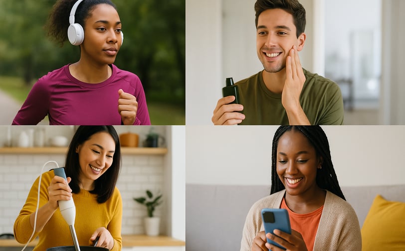 UGC examples: Collage of diverse people using products.