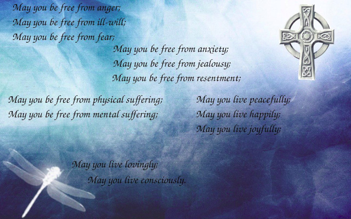 a dragonfly with a celtic cross and a celtic blessing