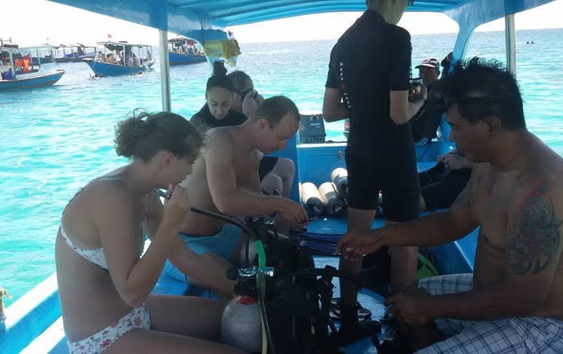 PADI course dive prep in Lovina #DiveTraining #SunriseDiveBali #ScubaCourse