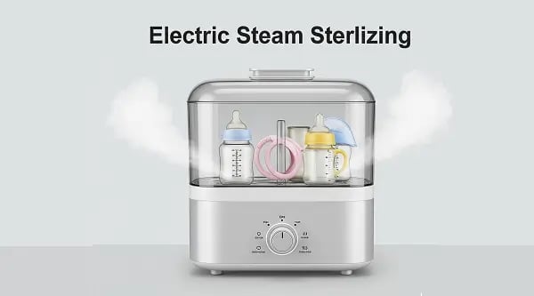 Electric steam sterilizer for baby feeding bottles