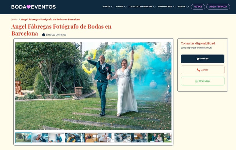 Angel fábregas fotógrafo de Bodas en Barcelona en el portal de bodas de PortalEventos.es