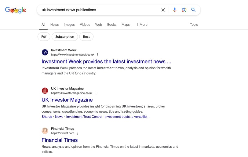Google search 'UK investment news publications'