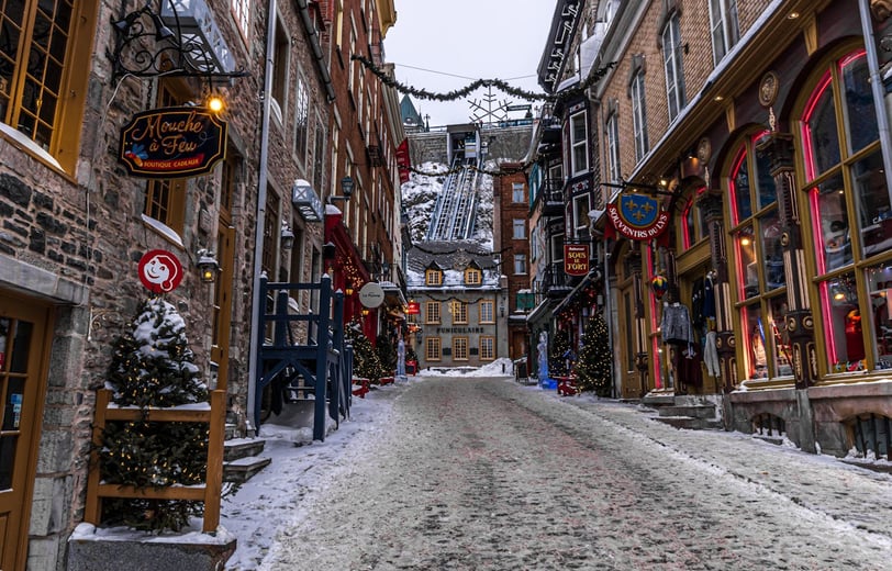 Streets of Old Quebec in winter