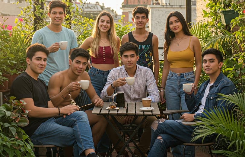 a group of people sitting around a table