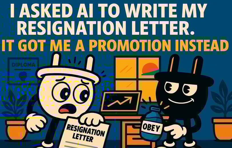 Cartoon-style illustration featuring two anthropomorphic plug characters in an office setting. One c
