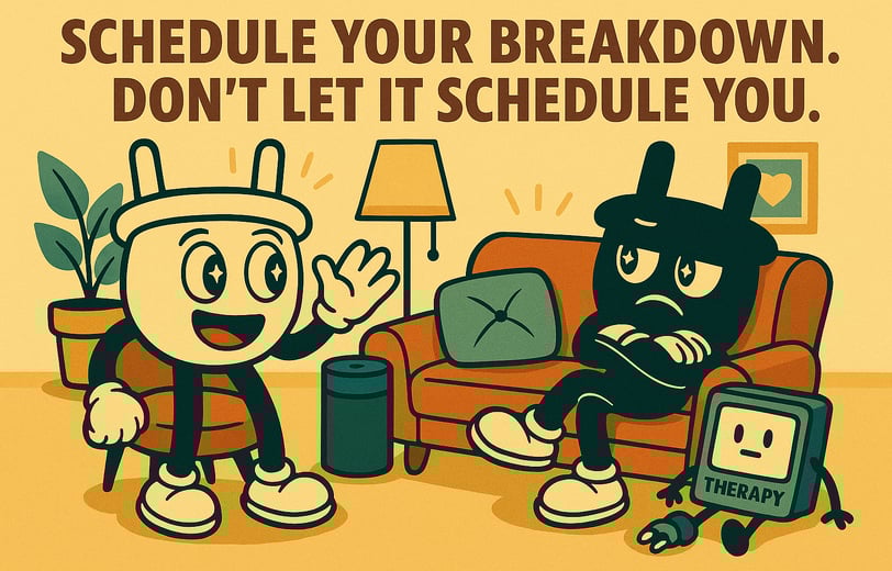 Funny AI life advice comic featuring cartoon characters Plugsy and Smugsy. Smugsy plays a sarcastic 