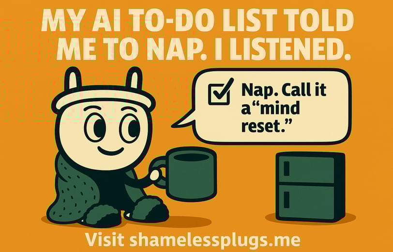 Cartoon-style digital illustration of Plugsy the plug character wrapped in a blanket, holding a coff