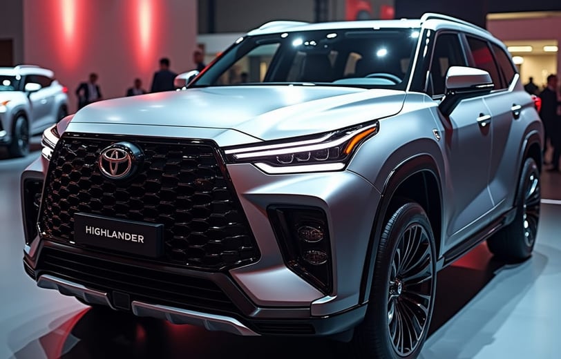 a silver colored toyota suv parked in a showroom