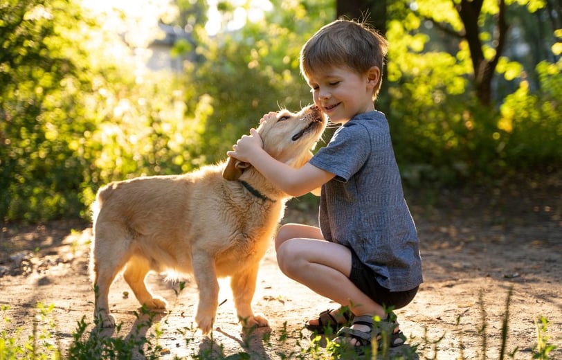 Criança e cachorro