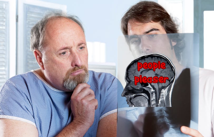 A doctor showing brain scan results to a patient