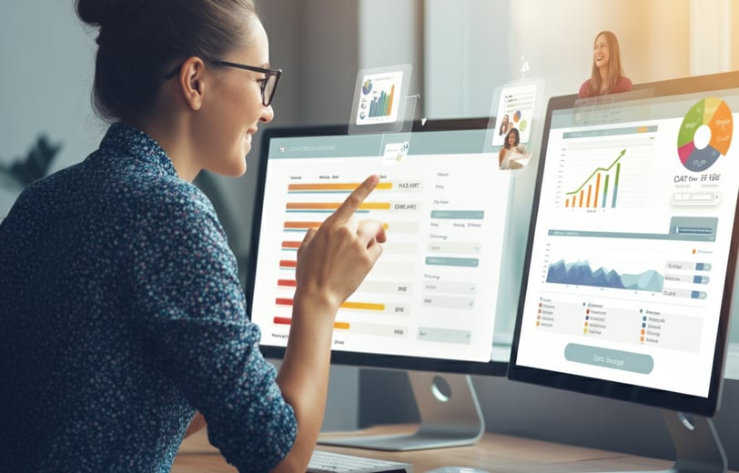 Customer success manager analyzing data with NPS and CSAT metrics, showcasing Verve Phoenix's strategies