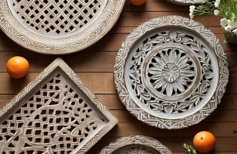 wood-work, wood worked, tray wood decor