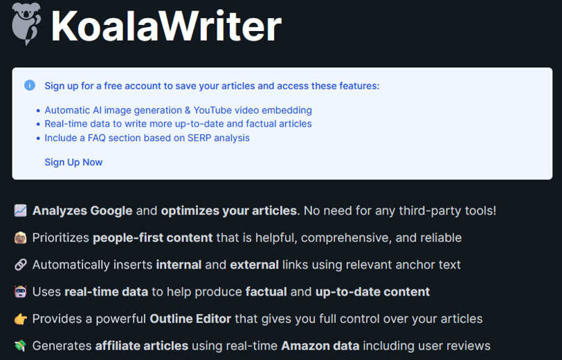 Key fetures of Koala Ai Writer