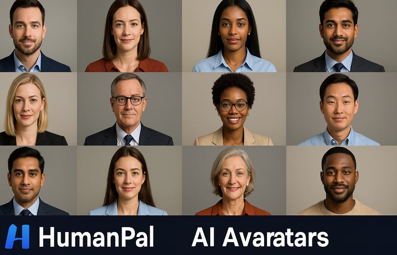 A collage showing diverse AI HumanPal avatars