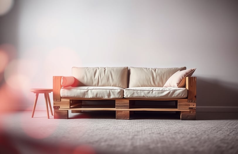 a pallet couch with pillows